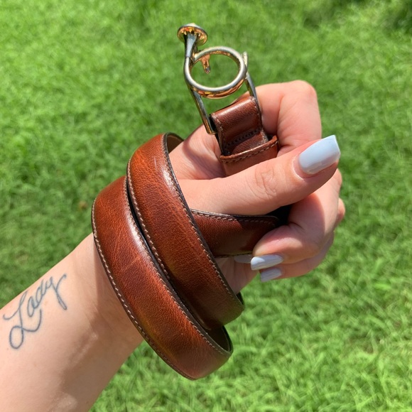 Vintage French Horn Buckle Leather Belt - Picture 9 of 16